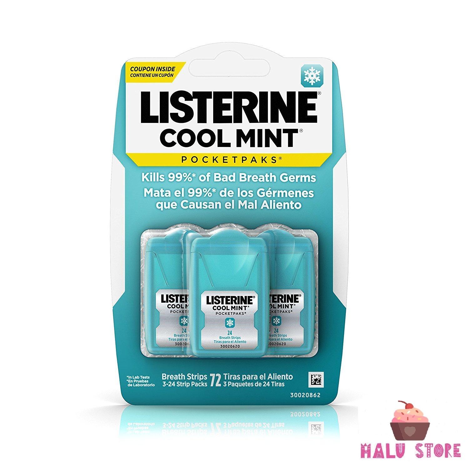 [HCM]Miếng ngậm Listerine Coolmint 1 vỉ 3 hộp (1 hộp 24 miếng) Mỹ