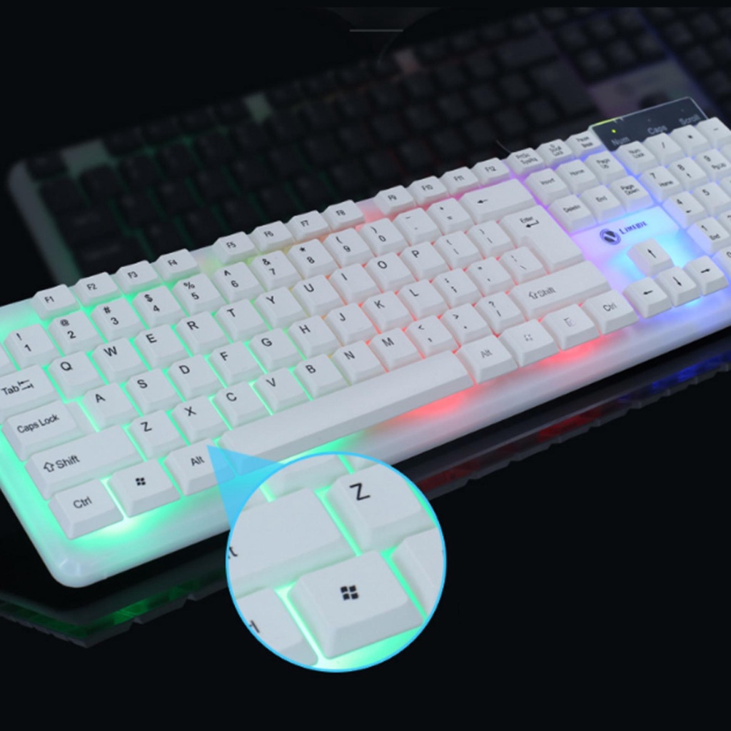 Combo bàn phím giả cơ gaming G21 kèm chuột máy tính có dây với đèn LED 7  màu nhấp nháy dành cho máy tính, PC & Laptop chuyên chơi game và cho dân văn phòng