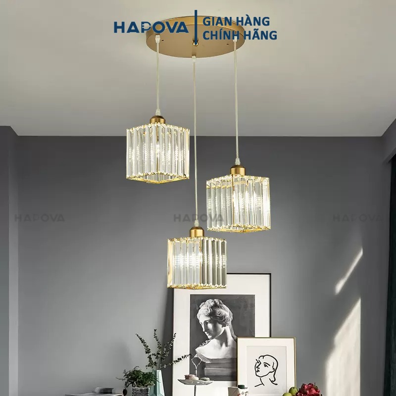 Bộ 03 đèn thả trần trang trí bằng pha lê hapova dt 9575/3
