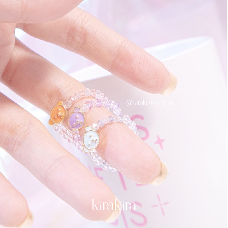 Nhẫn hạt pha lê charm gấu Crystal Teddy