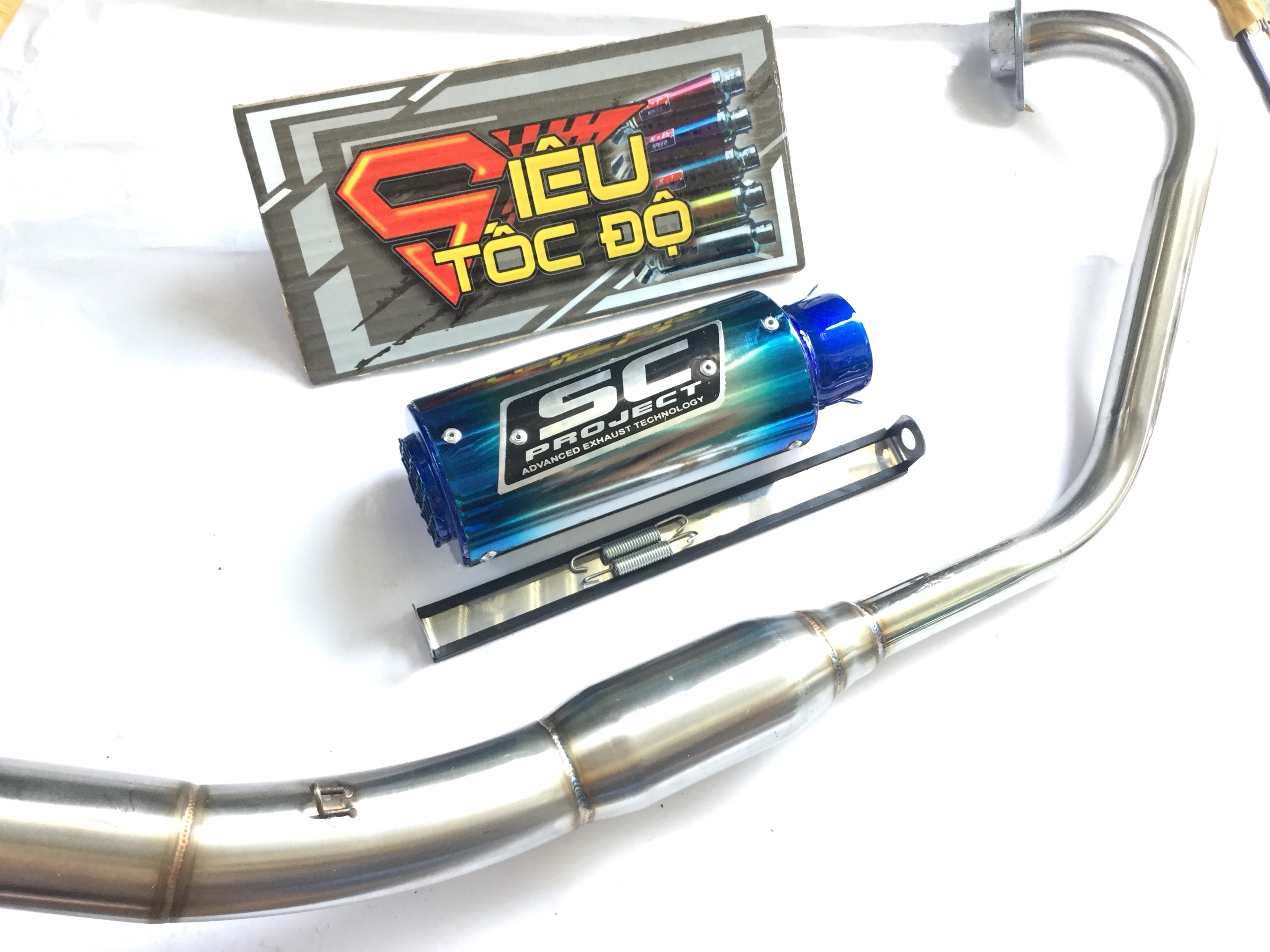 Combo pô sc tròn lưới bao gồm cả cổ pô độ bầu hơi inox cbr, tfx, fz,...