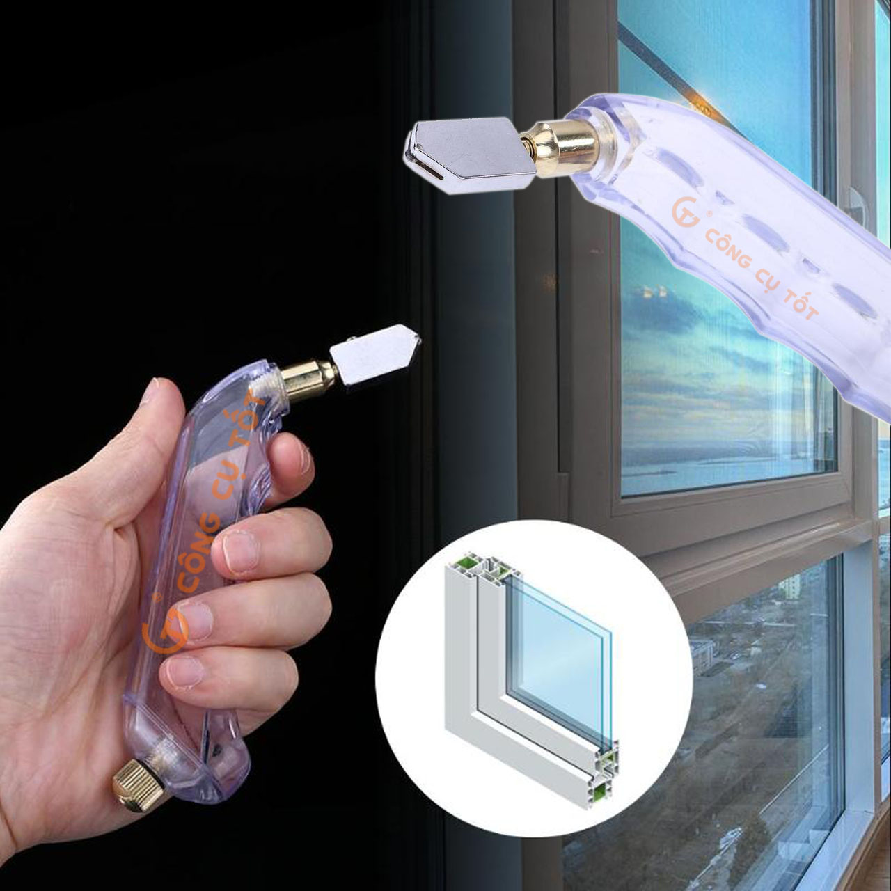 Dao cắt kính cán cong trợ lực Nhật Bản