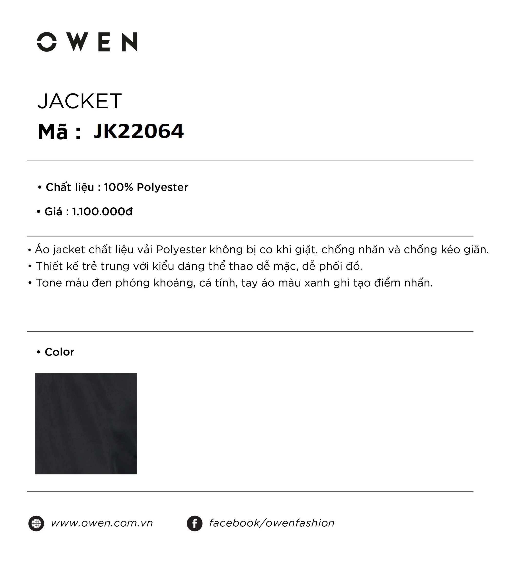 OWEN - Áo khoác gió nam 2 lớp dáng bomber