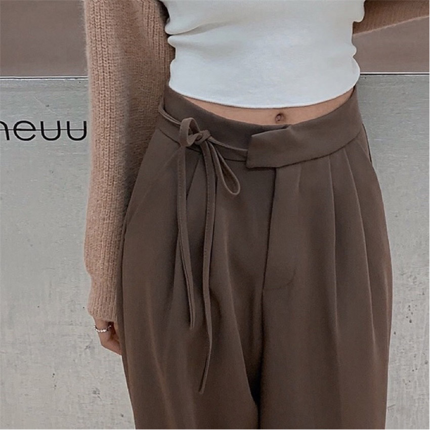 Quần tây ống rộng ulzzang thắt dây 1 bên chất ruby cao cấp