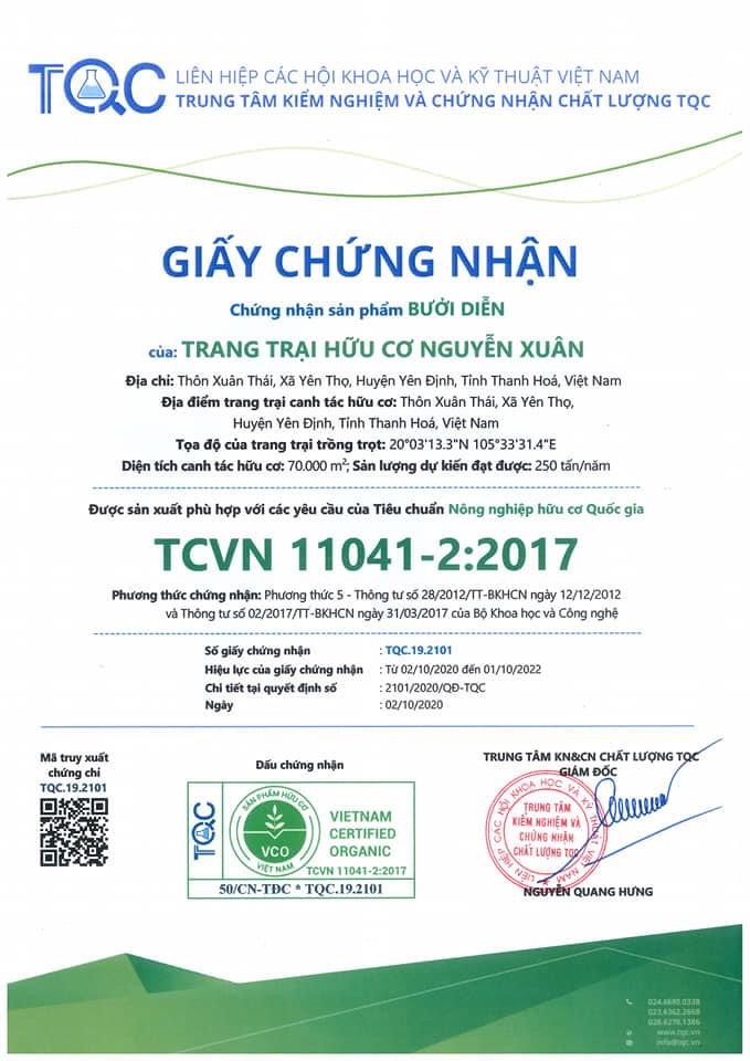 Bưởi diễn hữu cơ mộc ân