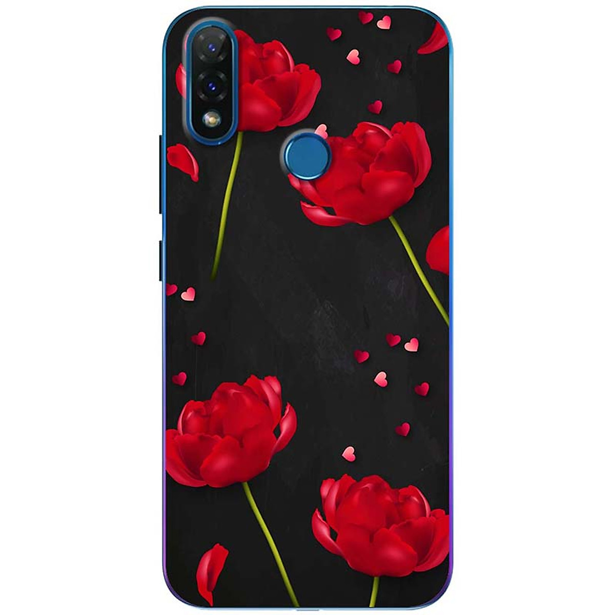 Ốp lưng dành cho Vsmart Joy 2+ mẫu Hoa đỏ nền đen