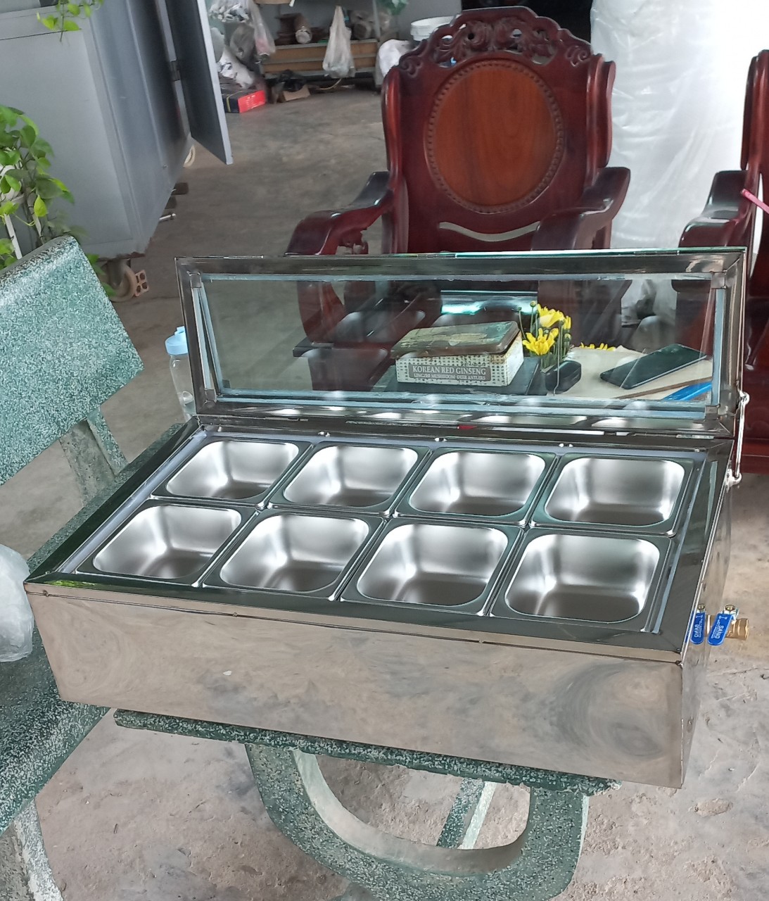 Thùng đá inox 3 lớp 7-8-9-10-11-12 khây inox, nắp mica trong suốt, giữ lạnh topping trà sữa, thực phẩm