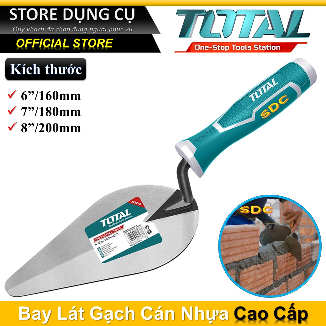 Bay lát gạch total bay lát gạch xây dựng kích thước 6-8"/160-200mm, tay cầm nhựa độ nhám vừa đủ, chắc tay tht82616 tht82716 tht82816
