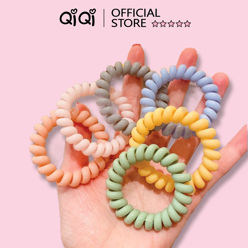Set 5 chun buộc tóc lò xo siêu bền màu pastel Hàn Quốc
