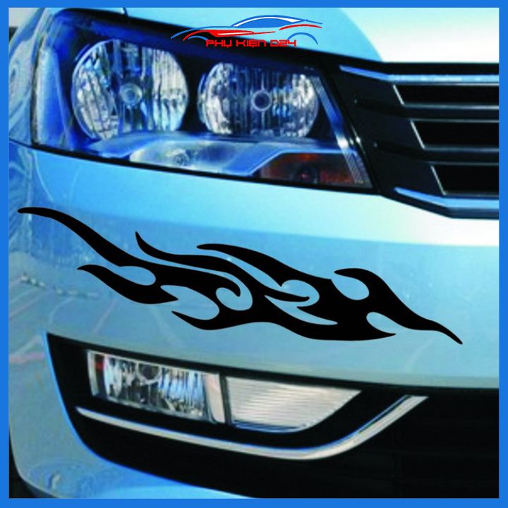 Bộ 2 nhãn dán xe hình ngọn lửa Flame, decal, tem dán trang trí ô tô cực chất