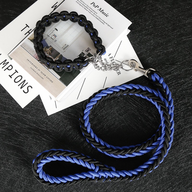 Dây xích dắt chó to Bọc dù 8 sợi vặn thừng chắc khỏe
