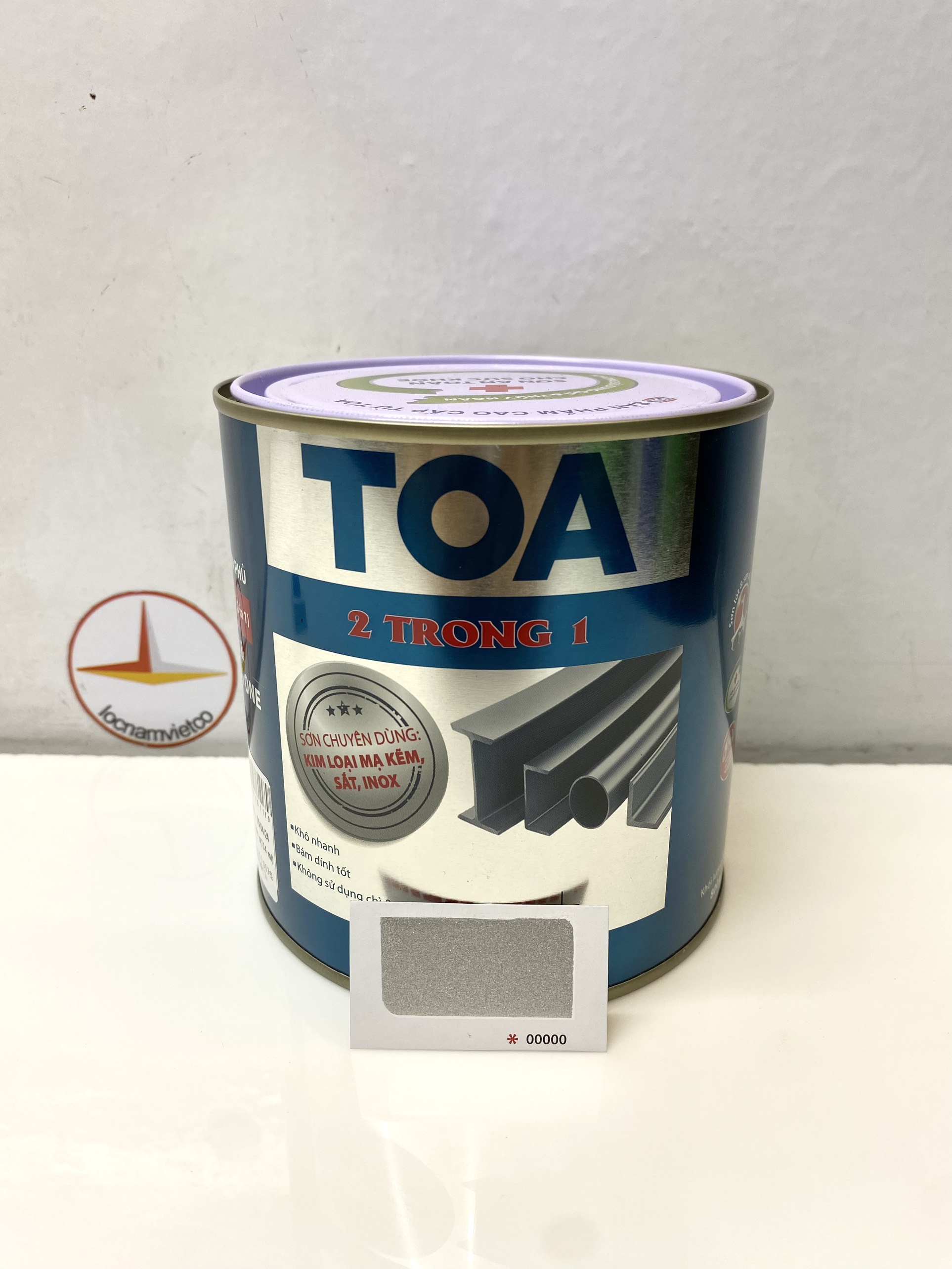 Sơn sắt mạ kẽm Toa 2 trong 1 màu bạc 000 _ 800G