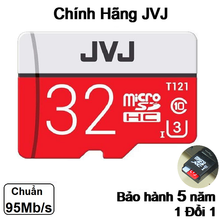 Thẻ nhớ JVJ 32G Pro U3 Class 10 – chuyên dụng cho CAMERA BH 5 năm 1 đổi 1 Camera IP wifi Smartphone | Hãng Phân Phối Chính Thức |Tốc Độ Đọc Lên 92m/s | Dùng Cho Tất Cả Các Thiết Bị Hỗ Trợ Thẻ Nhớ Gắn Ngoài