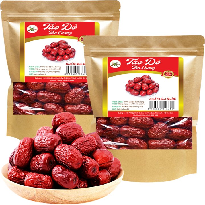 500G Táo đỏ Tân Cương sấy khô bổ dưỡng SK FOOD dùng hầm canh hầm gà hoặc uống trà đều tốt