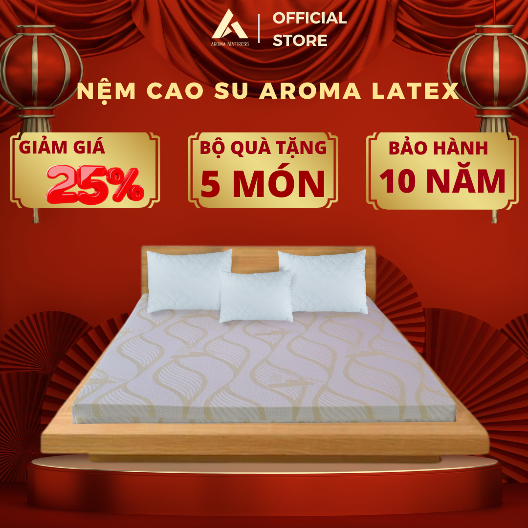 Nệm Cao Su Thiên Nhiên Aroma Latex Dày 5cm , Đàn Hồi Tốt, Chính Hãng