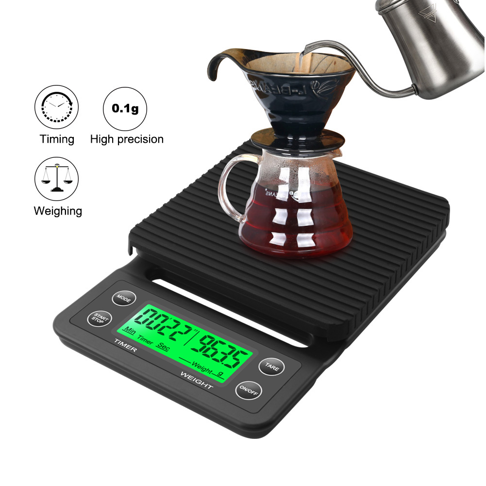 3kg/0.1g 5kg/0.1g Drip Coffee Scale With Timer Portable Electronic Digital Kitchen Scale High Precision LCD Electronic Scales