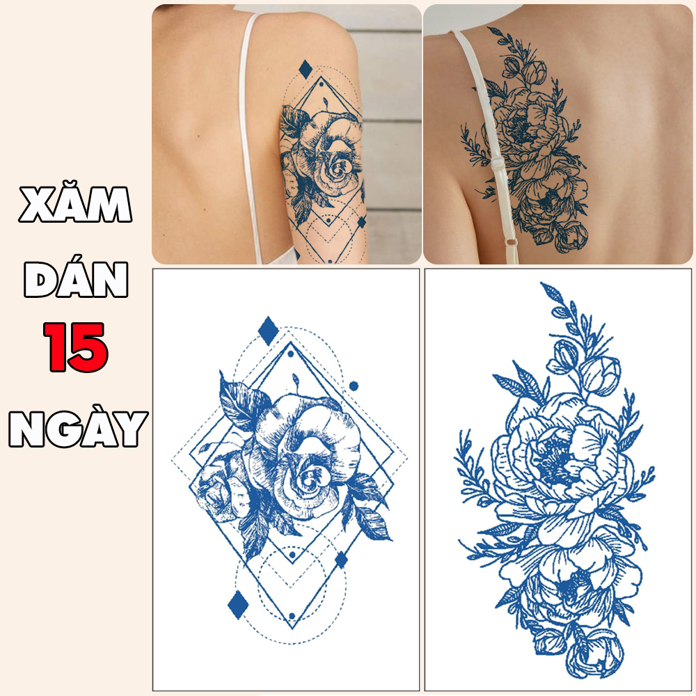 Tattoo Miếng Dán Hình Xăm 15 Ngày Mini Hoa Bỉ Ngạn Hoa Hồng Sấm Sét Chữ  Tiếng Nhật Cá Voi Dao Legaxi  Lazadavn