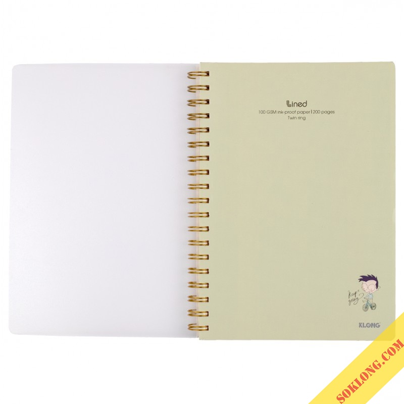 Vở kẻ ngang B5 Klong 200 trang lò xo kép bìa nhựa Lined - cuốn tập sổ Klong MS 582-VPPKLONG