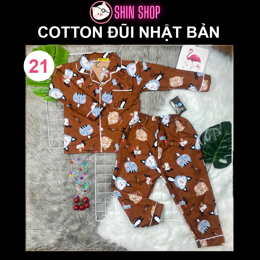 Mới ✅ pizama cotton đũi nhật bản mèo nâu cd21 tay dài trẻ em đồ ngủ cho bé