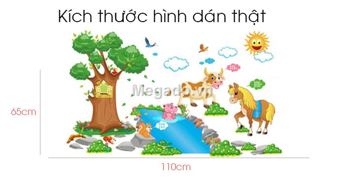 [HCM]DECAL DÁN TƯỜNG VƯỜN THÚ NGỰA VÀNG