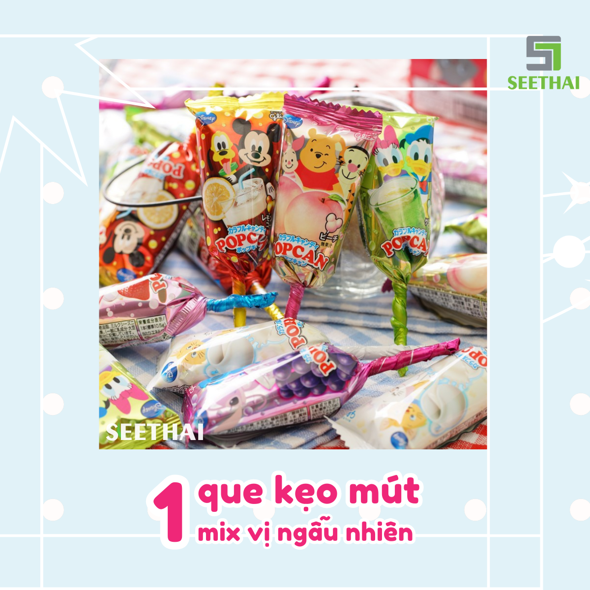 Kẹo mút trái cây POP CAN Mickey Glico Nhật Bản