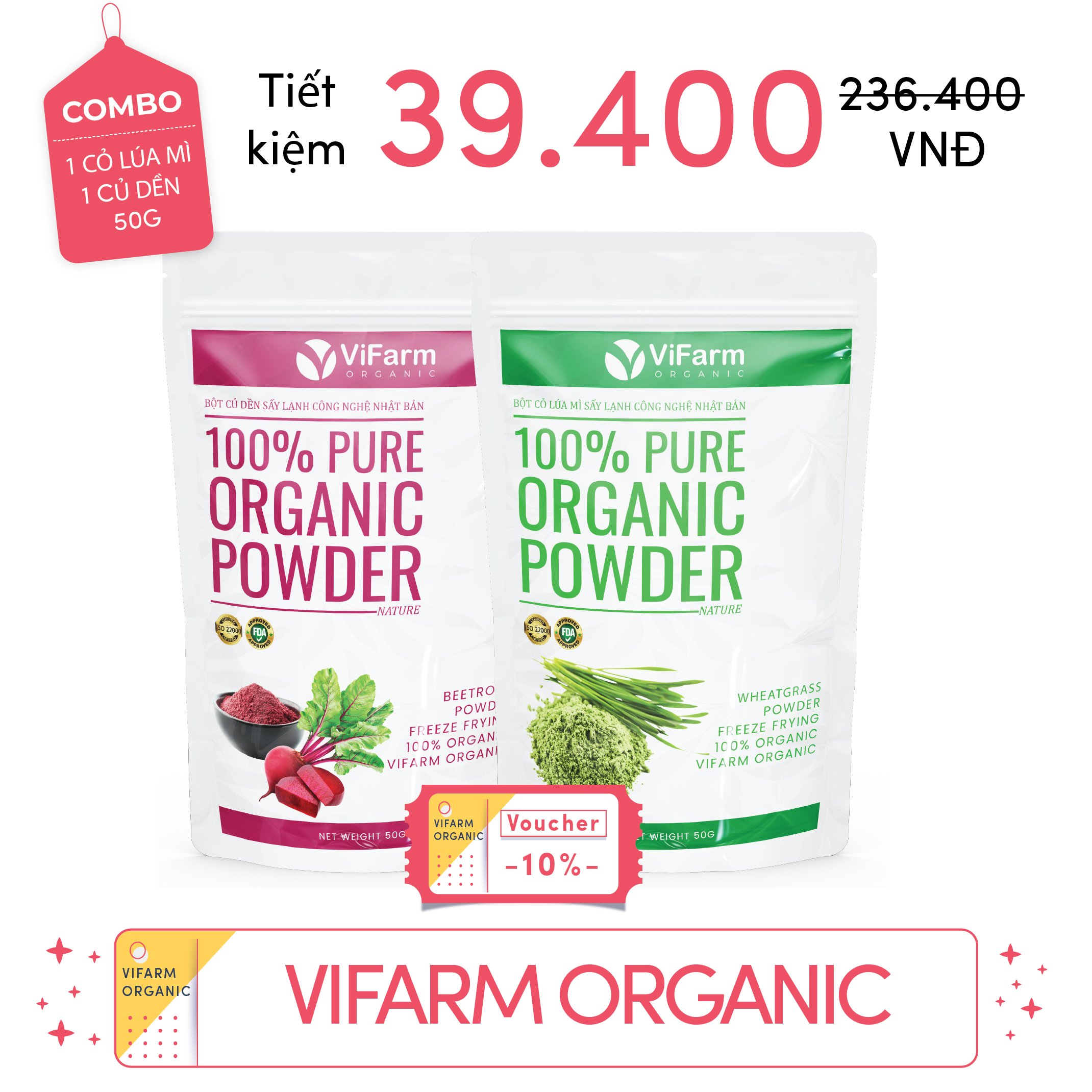 Bột Cỏ Lúa Mì Nguyên Chất ViFarm 50g