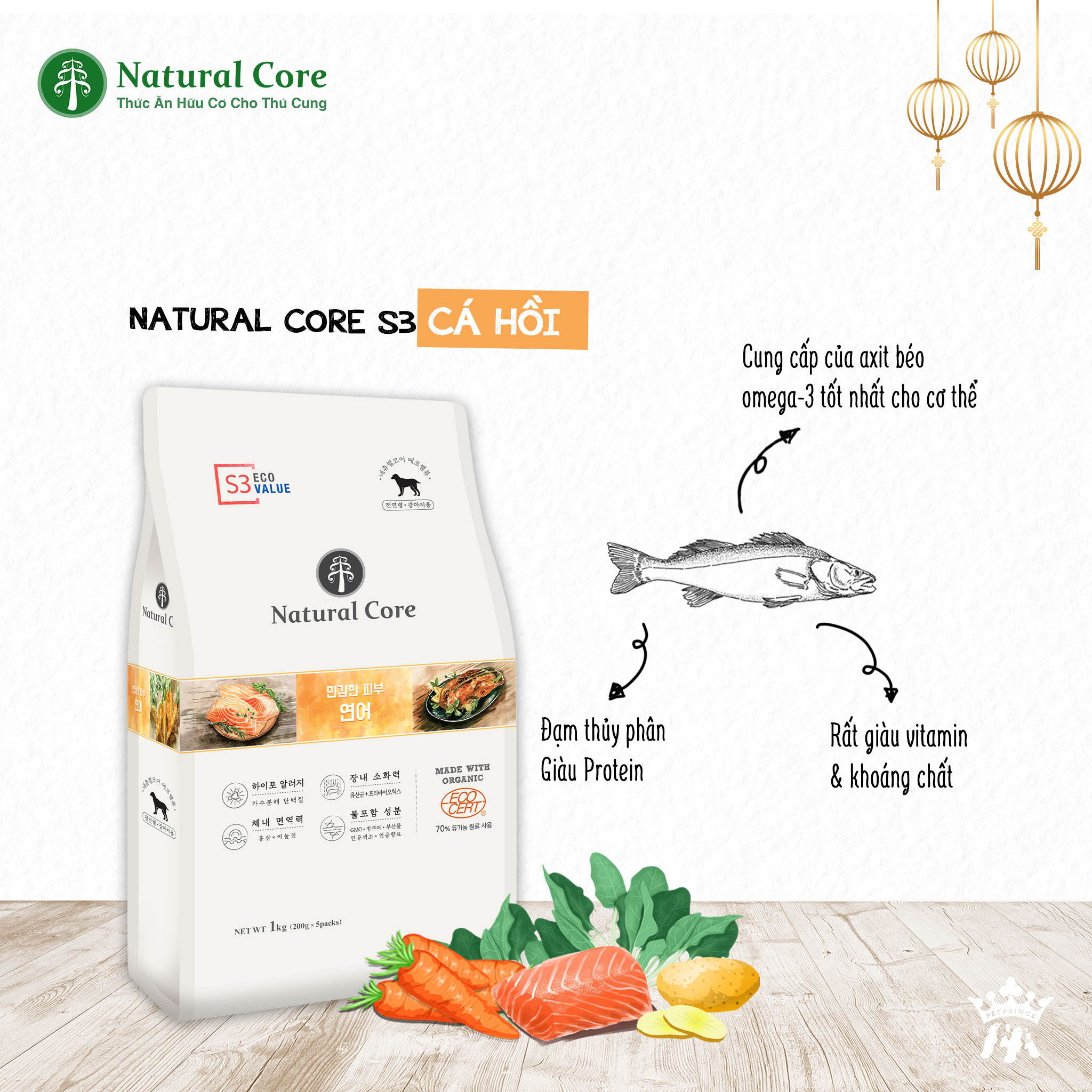 Thức Ăn Hạt Hữu Cơ Natural Core S3 Cho Chó - Vị Thịt Cá Hồi - [Nông Trại Thú Cưng]