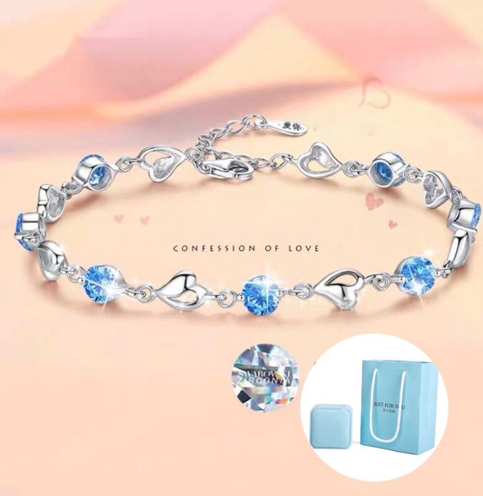Lắc Tay nữ Bạc Ý S925 Đính Đá Zircon Sang Trọng Quí Phái LTZIRCONXANH3