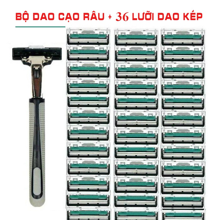 Bộ cạo râu 38 món - -Bộ Kit Cạo Râu Loại Tốt Siêu Tiết Kiệm, Cực Sạch, Không Gây Đau Rát Da - dụng cụ làm đẹp cho phái mạnh - chăm sóc cho nam giới- Bộ Dao Cạo Râu Cao Cấp 38 Món (1 Dao Cạo + 36 Lưỡi + 1 Tuýp Kem Cạo)