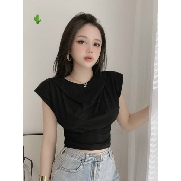 💞 Áo croptop ôm cánh dơi chất thun borip chuẩn đep, size<50kg💞