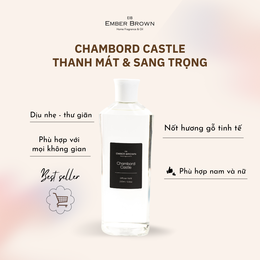 Ember Brown - Diffuser Refill Chai Refill Tinh Dầu Nước Hoa Khuếch Tán Thơm Phòng  250ml