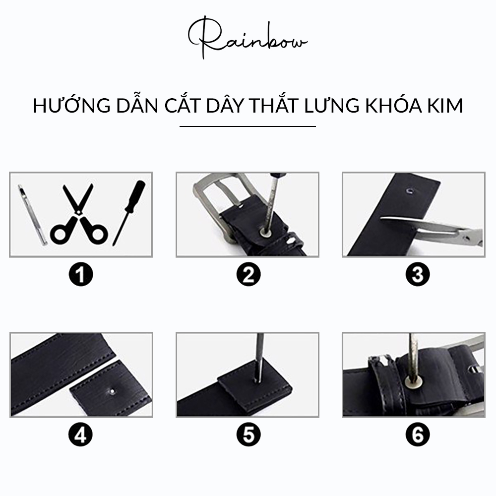 Thắt lưng nam da bò thật đẳng cấp Rainbow BELT-004-BLK màu đen