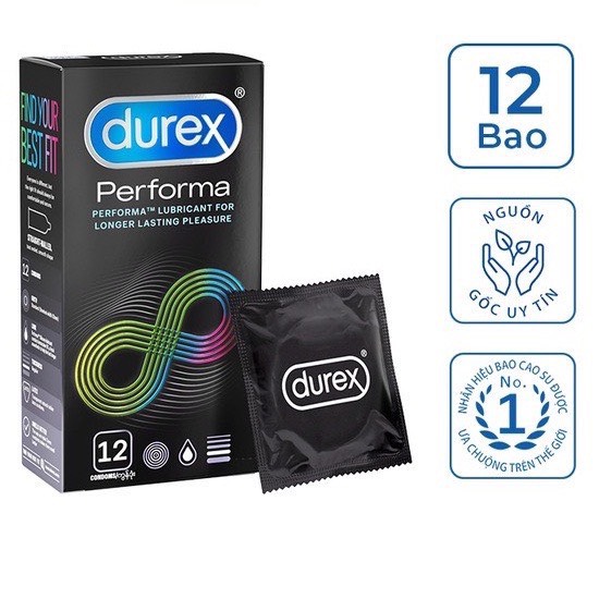 [Hộp 12 bao] Bao cao su Durex Performa Có Chất Kéo Dài Thời Gian QH