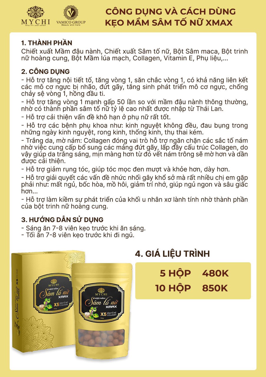 combo 3h Kẹo mầm sâm tố nữ Xmax Mychi