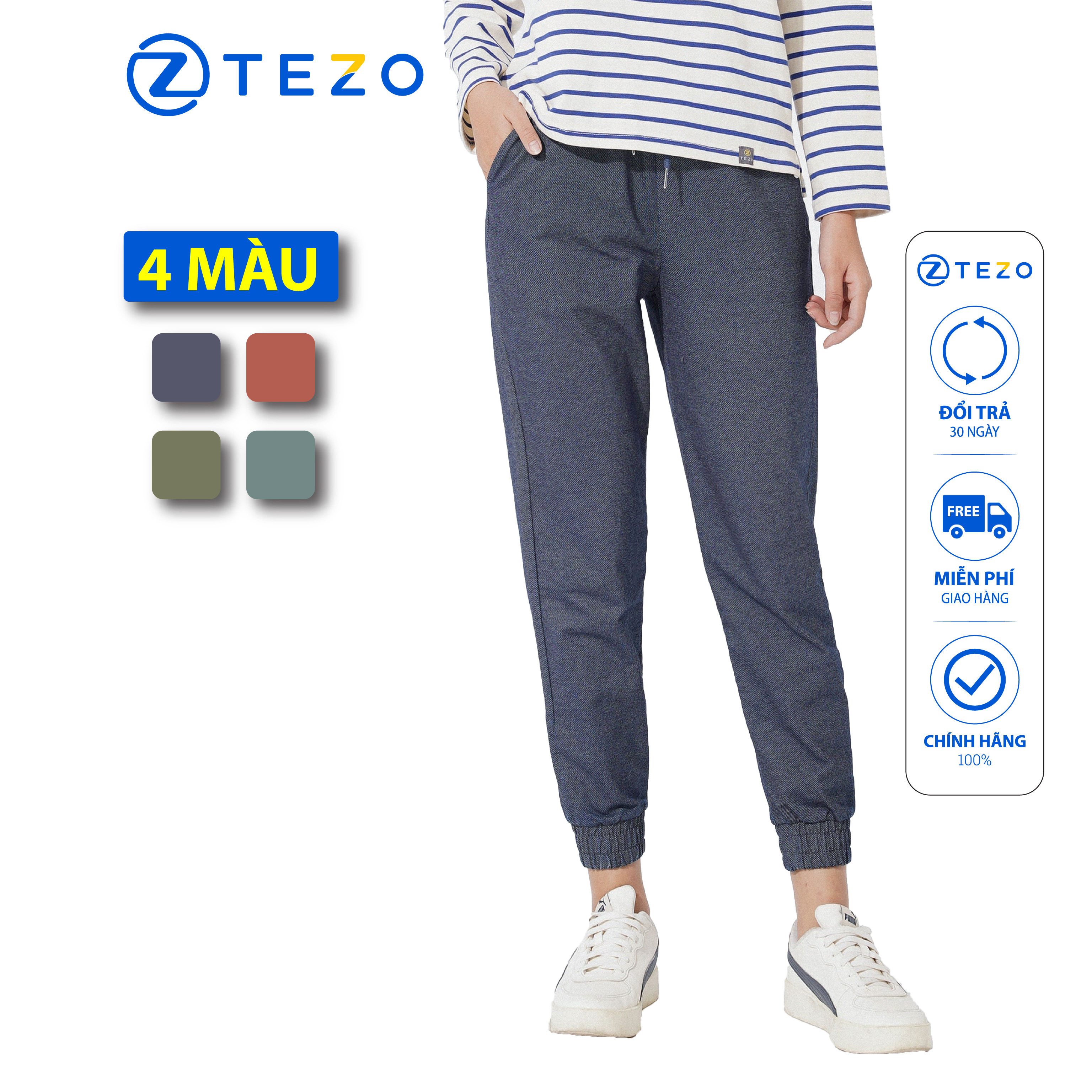Quần jogger nữ basic Tezo 4 màu, quần nỉ nữ, quần dài nữ 22QJGB001
