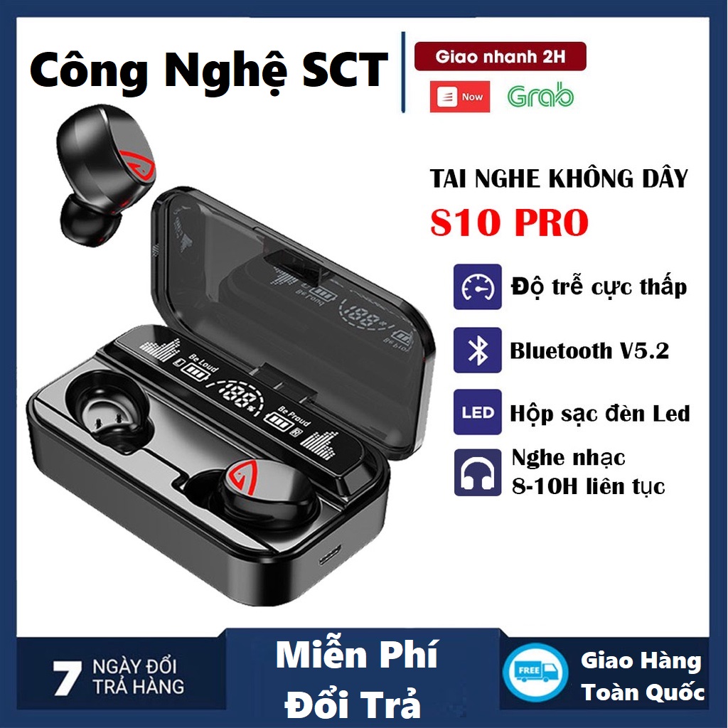 Tai nghe bluetooth không dây M10 Phiên Bản Pro Nâng Cấp Pin Trâu 3000mah , Nút Cảm Ứng , Màn Hình Led Gaming , Chống Nước