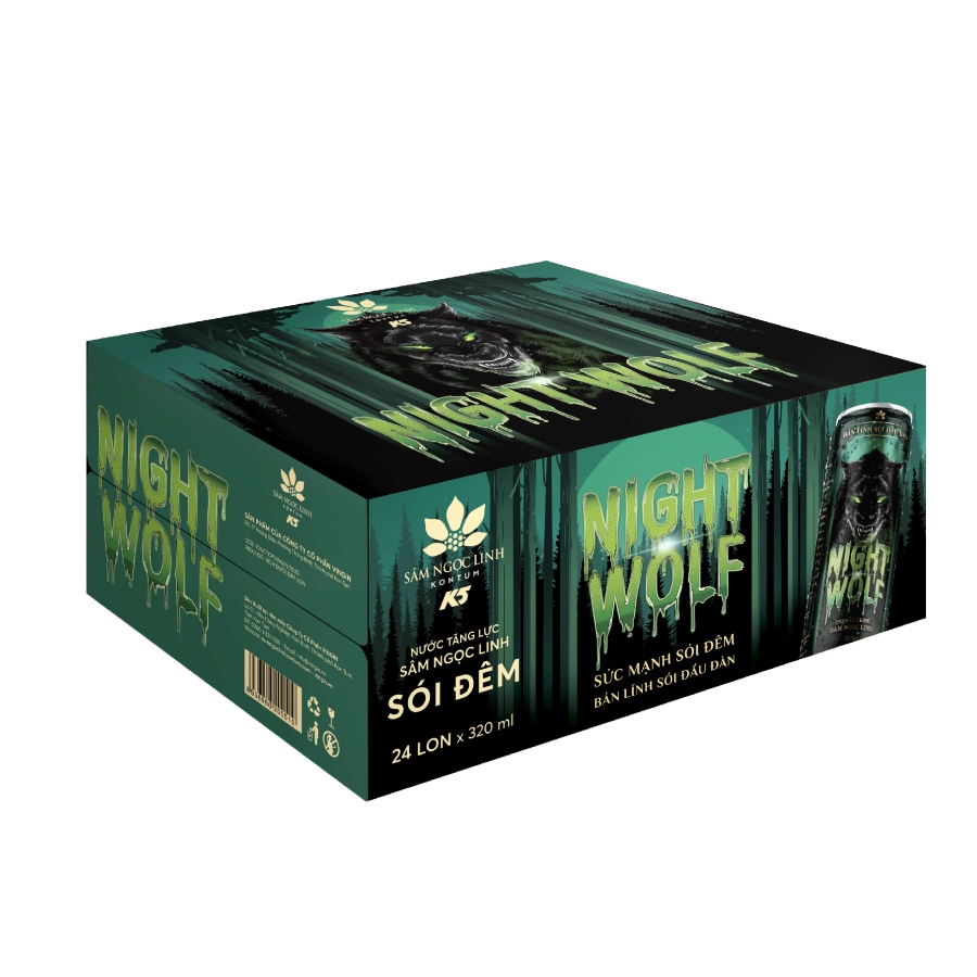 Nước Tăng Lực NightWolf Sâm Ngọc Linh Thùng 24 Lon (320Ml/Lon)