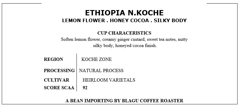 [HCM]CÀ PHÊ BLAGU HẠT RANG ETHIOPIA N. KOCHE LIGHT ROAST 100G