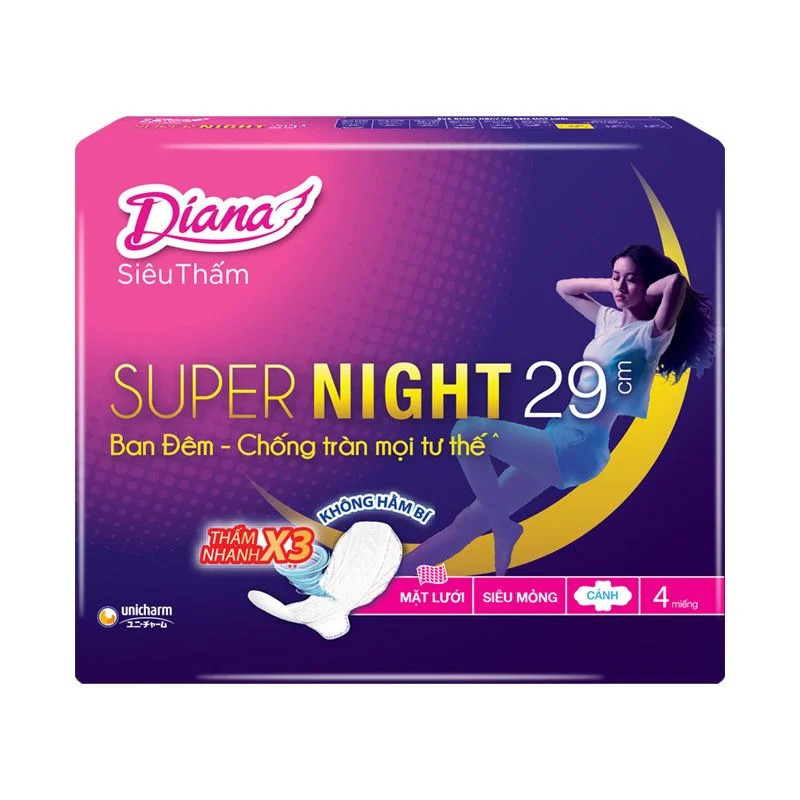 Băng Vệ Sinh Diana Siêu Thấm Supernight 29cm