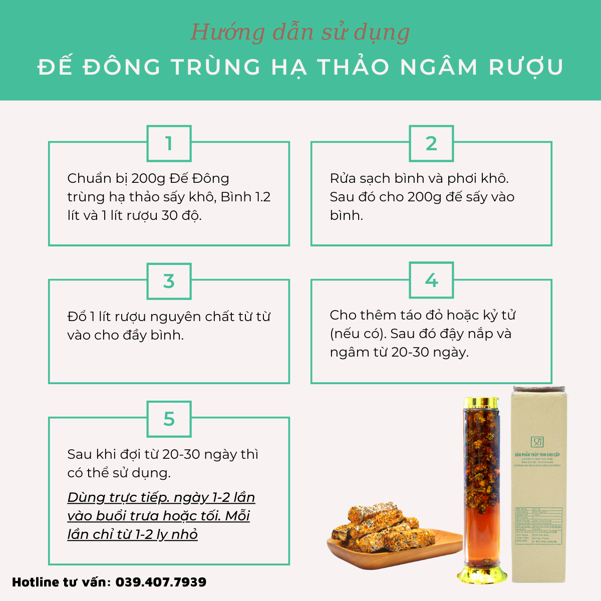 Rượu Ngâm Đế Đông Trùng Hạ Thảo - Bình 1.2L