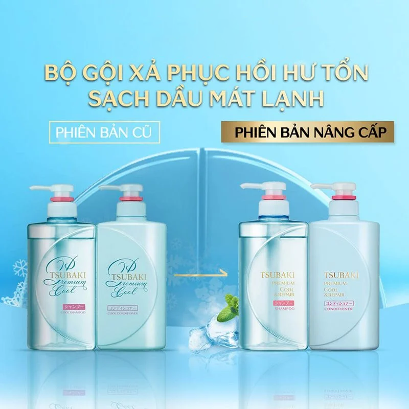 Bộ Gội Xả Sạch Dầu Mát Lạnh Tsubaki Premium Cool Set