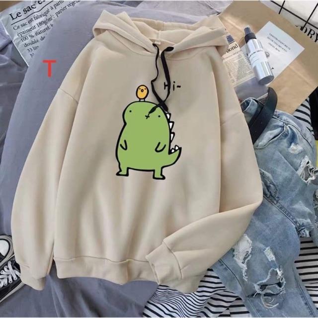 Áo hoodie khủng long hi in ngực dtr1119