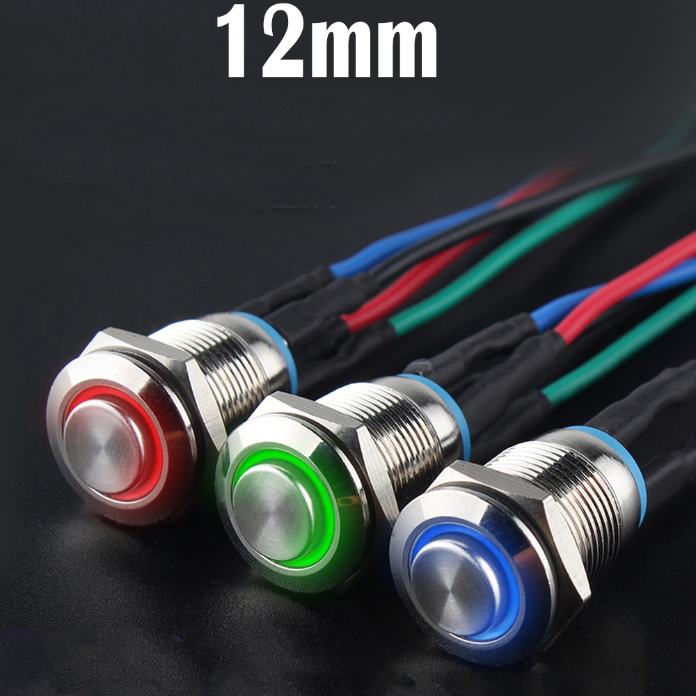 Công tắc Self-Lock và Nút nhấn tự Reset - 12mm (3V-24V) có đèn LED sáng