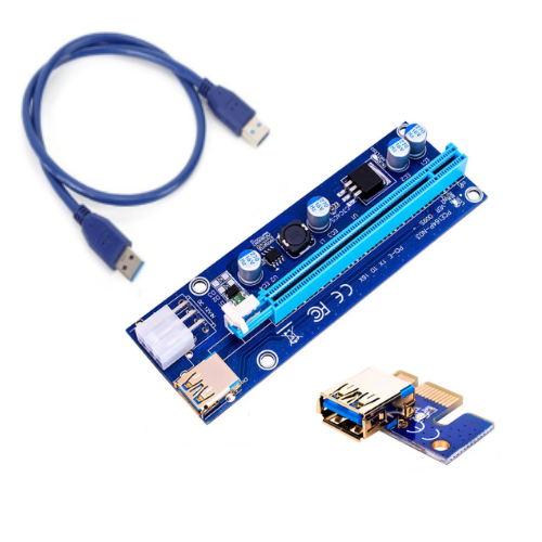 Module card riser chuyển đổi mở rộng pci-e 1x sang 16x kèm cáp usb 3.0