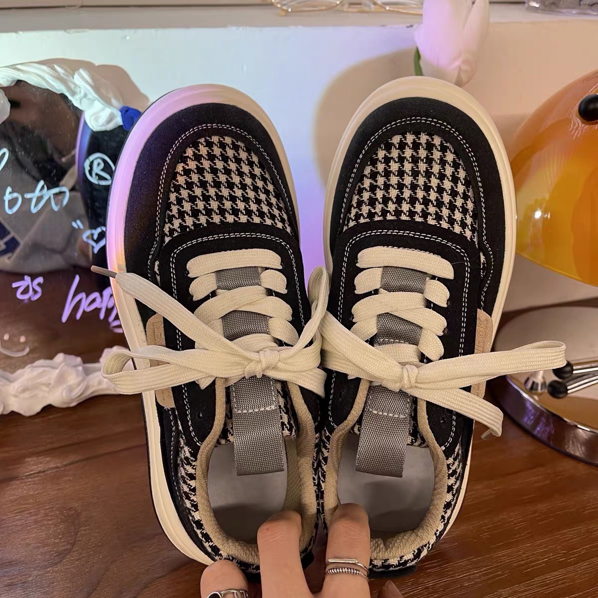 [Hàng có sẵn] GIÀY HOUNDSTOOTH, GIÀY BÁNH MÌ ĐẾ BẰNG MỎNG NHẸ PHONG CÁCH CÁ TÍNH