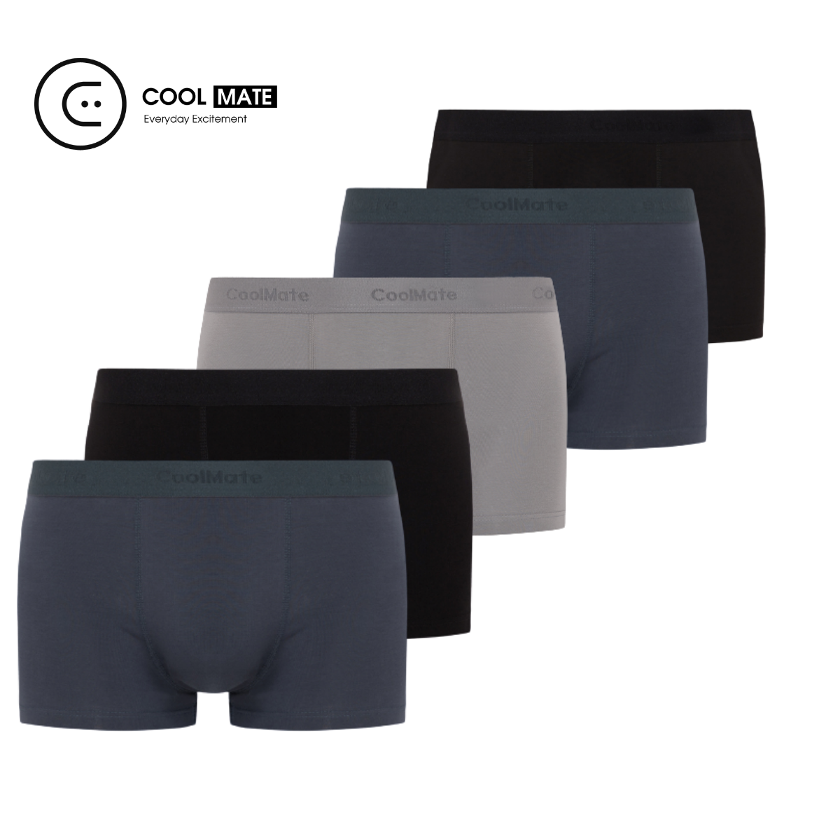 [CHỈ 20H 24-29.8 TẶNG QUÀ ĐƠN TỪ 299K]COMBO 5 Quần lót nam Trunk Cotton mềm mại (3 màu) - COOLMATE