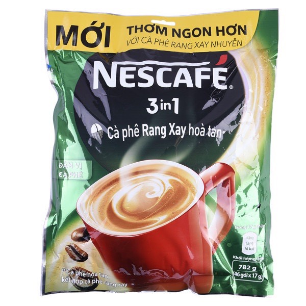 Cà phê rang xay hoà tan Nescafe 3in1 bịch (46 gói*17g)