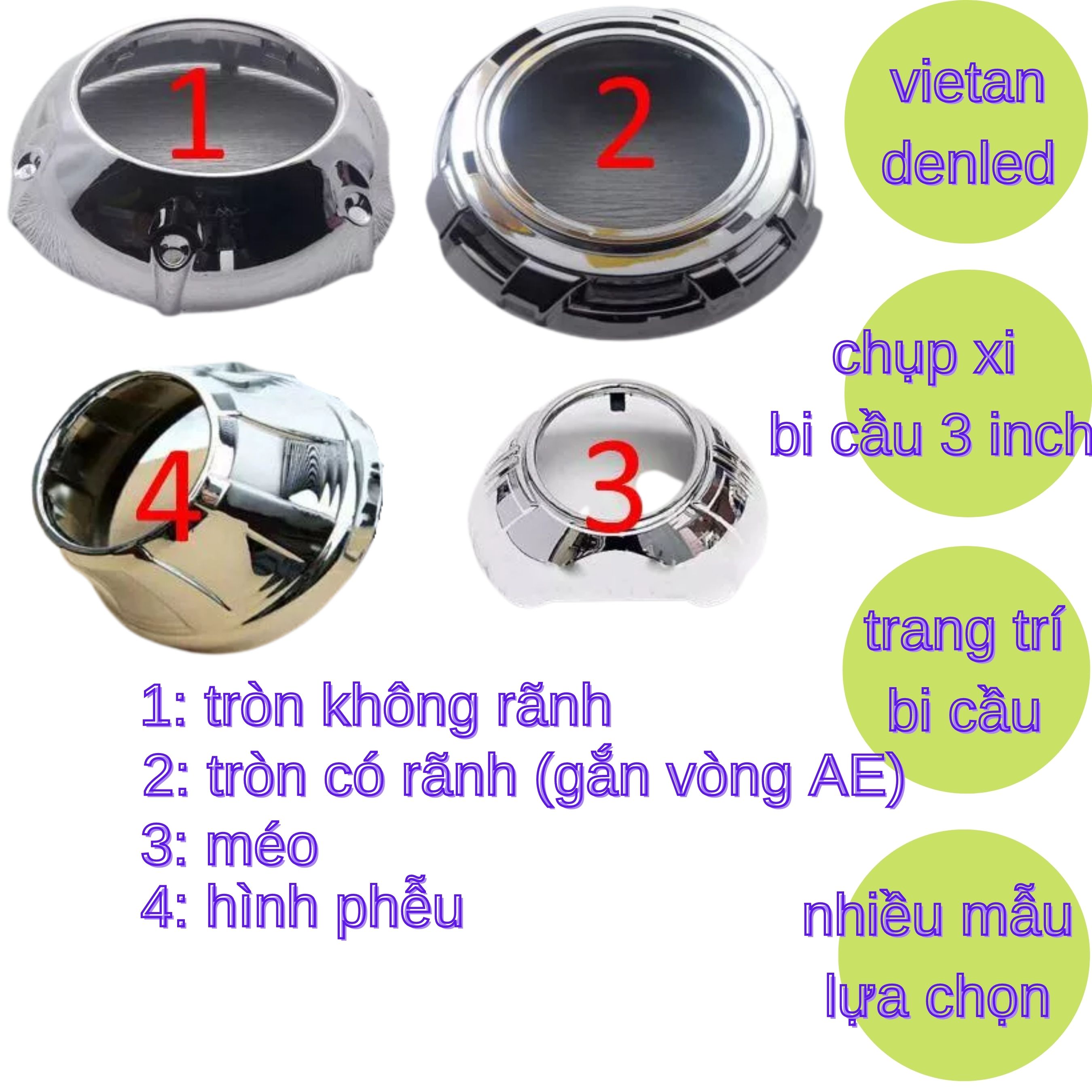 Chụp xi cho bi cầu LED 2 inch, 3 inch