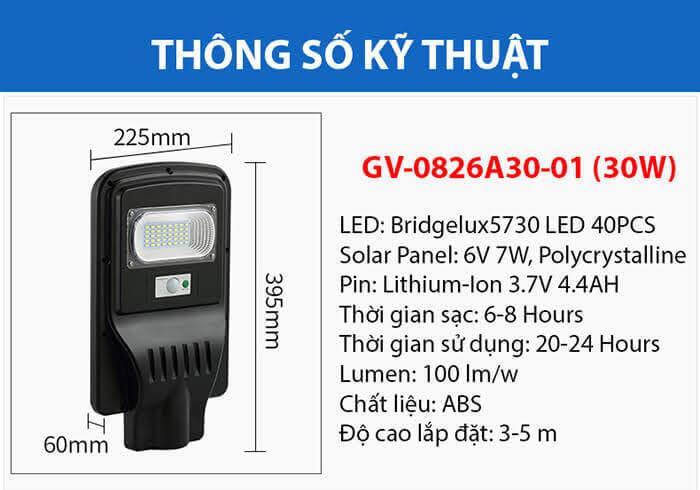 Đèn chiếu sáng đường phố năng lượng mặt trời GV-SL0826 (30W-60W-90W)