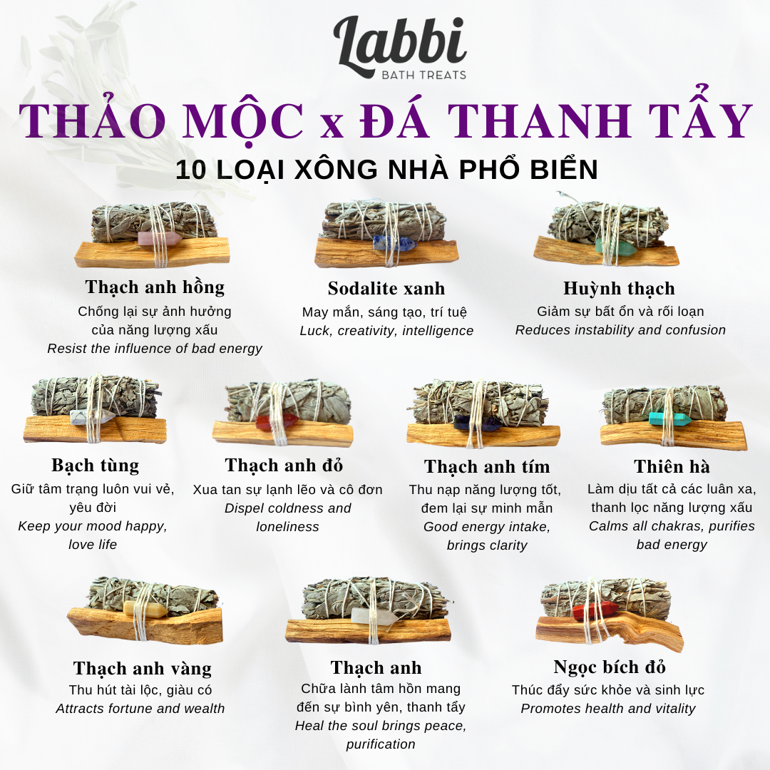 [Labbi] Combo xô đốt thu hút sức mạnh [ĐÁ THẠCH ANH TÍM]